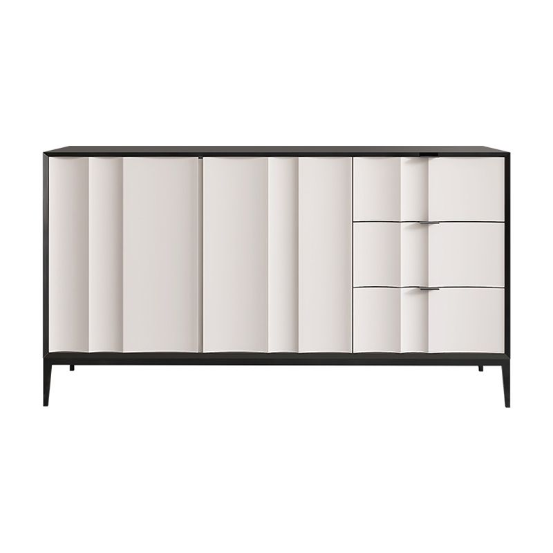 Contemporary Dining Server Engineered Wood Buffet Server with Drawers for Living Room