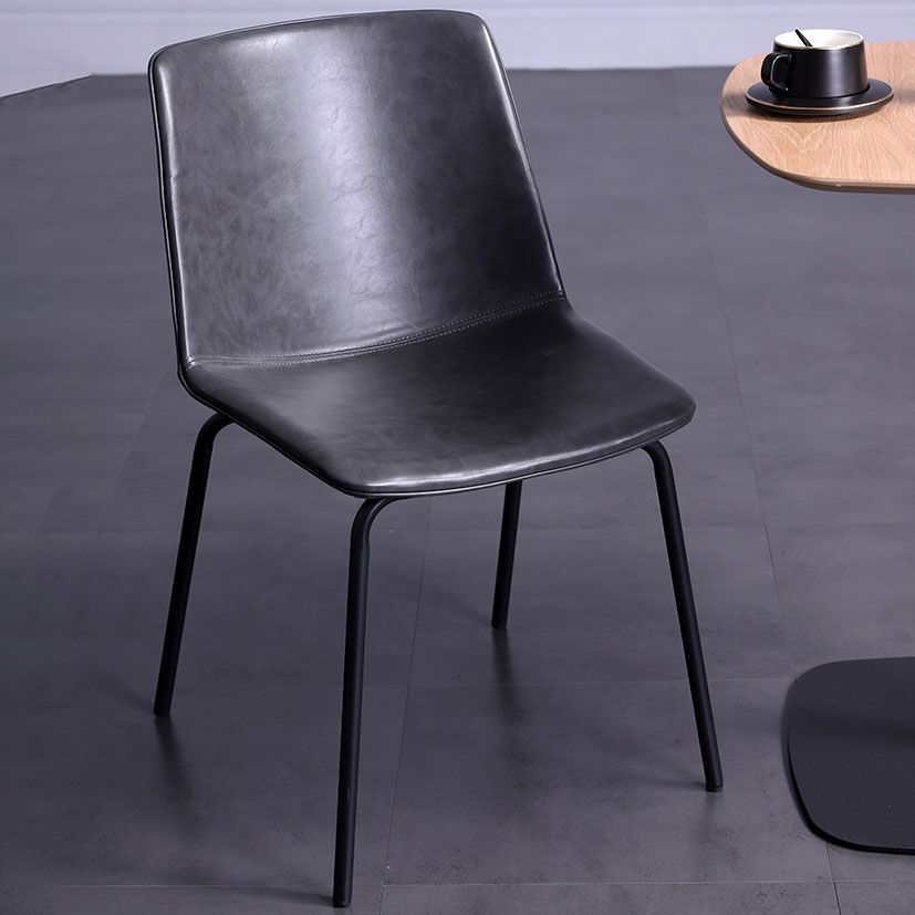 Contemporary Hotel Solid Back Side Chair Leather Matte Finish Dining Chair Clearhalo ' kitchen&dining_furn' 'Dining Chairs' 'Dining Tables & Seating' 'dining_chair' 'furn' 'furn_dining_chair' 'Furniture' 'furniture_dining_chair' 'Kitchen & Dining Furniture' 'kitchen' 1200x1200_7e86fc5c-82f3-4580-b07c-5ef212acd6e0