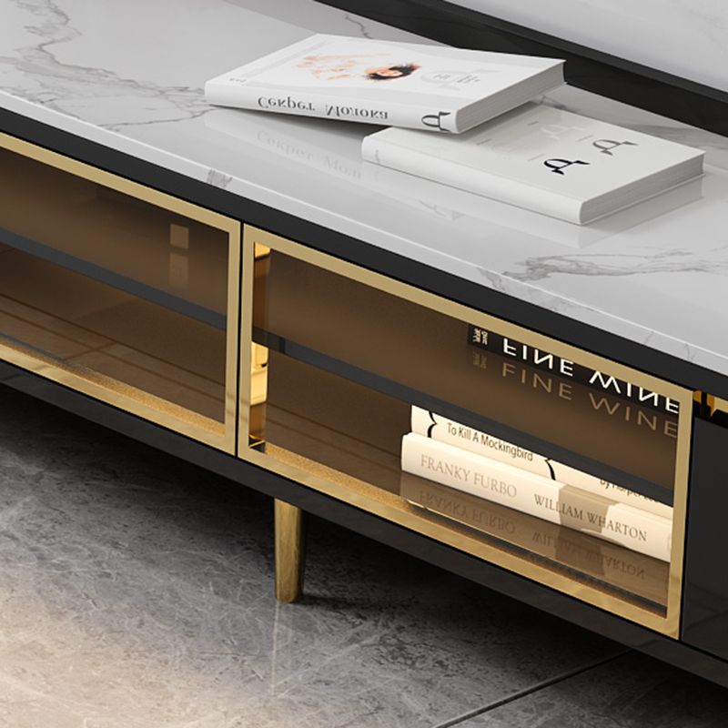 Gabinete de televisión de almacenamiento de TV de piedra estilo glam.