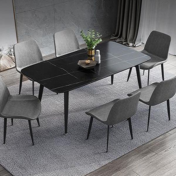 Metal Industrial Rectangle Dining Table Black Sintered Stone Table with Metal Legs Clearhalo ' dining_table' 'Dining Tables & Seating' 'Dining Tables' 'furn' 'furn_dining_table' 'Furniture' 'furniture_dining_table' 'Kitchen & Dining Furniture' 'kitchen&dining_furn' 'kitchen' 'kitchen_dining_table' 1200x1200_7e890f64-d8c2-404f-8b8d-6e1d2747b0a8
