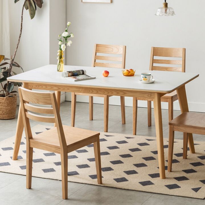 Modern Style Dinette Set 1/5 Pcs Rectangle Solid Wood Dinette Table with Dining Chair Clearhalo 'Dining Room Sets' 'Dining Tables & Seating' 'dining_room_set' 'furn' 'furn_dining_room_set' 'Furniture' 'Kitchen & Dining Furniture' 1200x1200_7e8a15e8-efb3-436a-9965-741f32e90f62