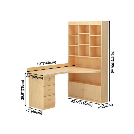Distanza di libreria con angolo in legno massiccio moderno da 29,5 pollici per la scrivania per la casa