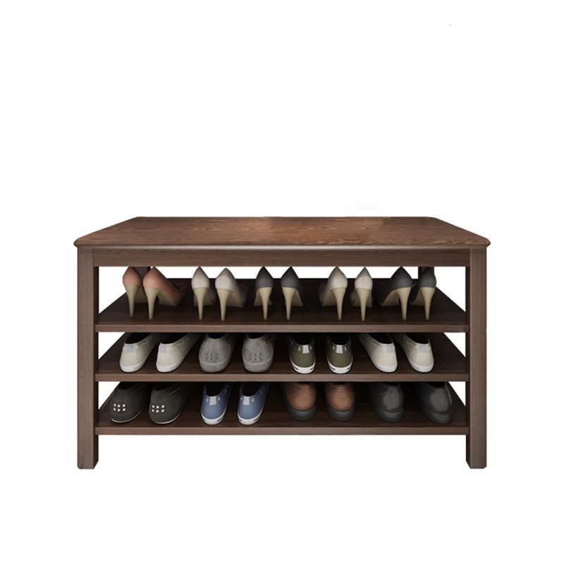 Contemporary Rubber Wood Bench Rectangle Seating Bench in Brown with Storage Clearhalo 'Benches' 'Chairs & Seating' 'furn' 'furn_benches' 'Furniture' 'Living Room Furniture' 1200x1200_7e8c8dba-dbd0-45b7-bbdd-4f942536fed3