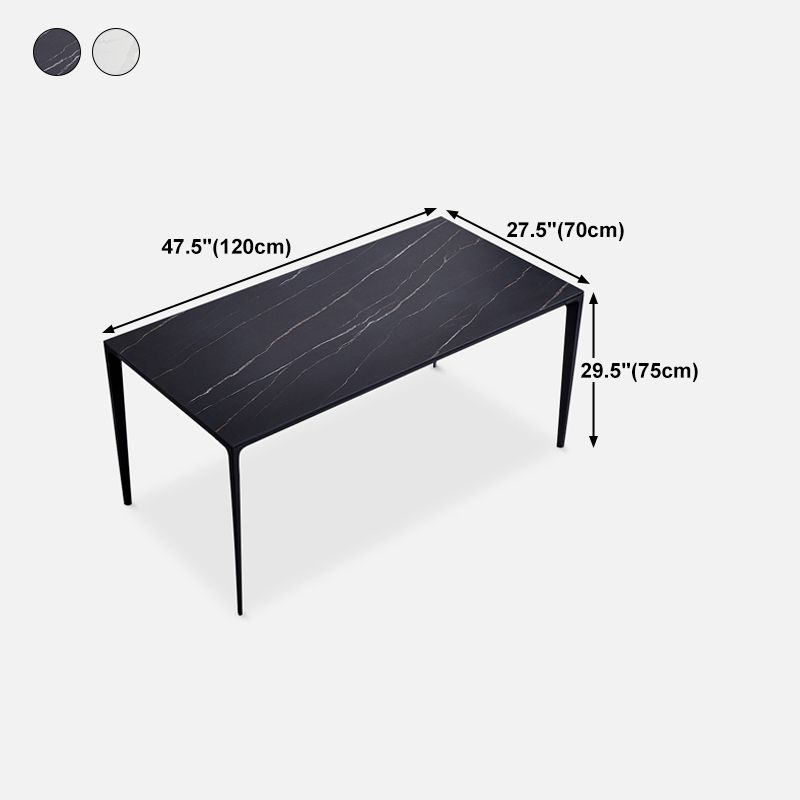 Stone Top Dining Table Rectangle Contemporary Table with 4 Legs in Black Clearhalo 'Dining Tables & Seating' 'Dining Tables' 'dining_table' 'furn' 'furn_dining_table' 'Furniture' 'furniture_dining_table' 'Kitchen & Dining Furniture' 'kitchen' 'kitchen_dining_table' 1200x1200_7e8d30e2-1a2f-485f-a929-e33382818aa7