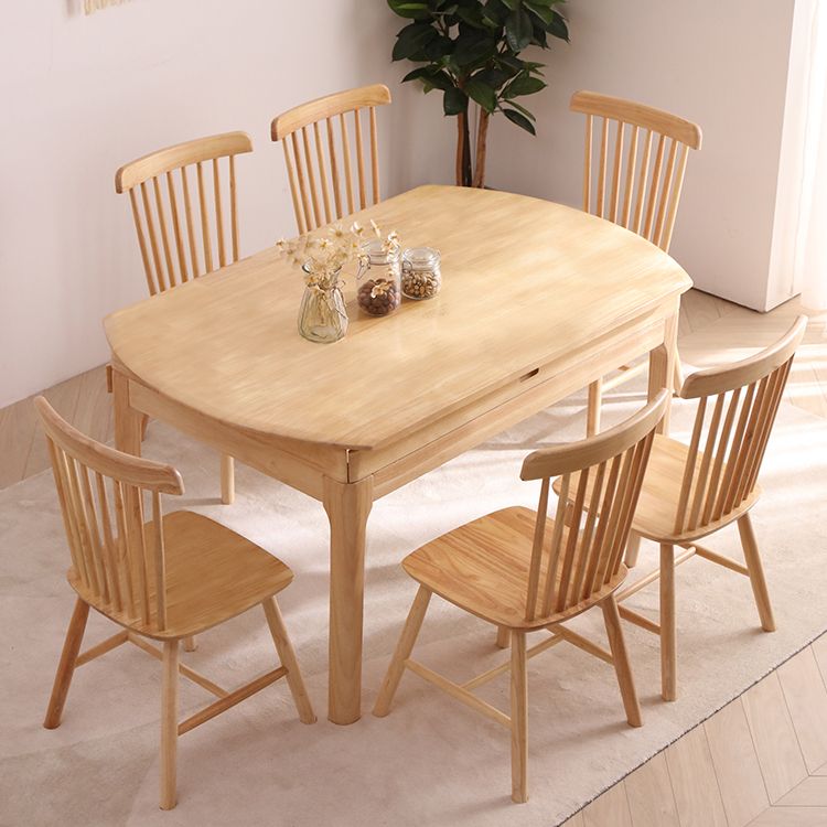 Modern Round Dining Table Brown Solid Wood Drop-Leaf Dining Table with 4 legs Clearhalo ' dining_table' 'Dining Tables & Seating' 'Dining Tables' 'furn' 'furn_dining_table' 'Furniture' 'furniture_dining_table' 'Kitchen & Dining Furniture' 'kitchen&dining_furn' 'kitchen' 'kitchen_dining_table' 1200x1200_7e8ddecd-0ea5-4c03-ad8c-a386000e2729