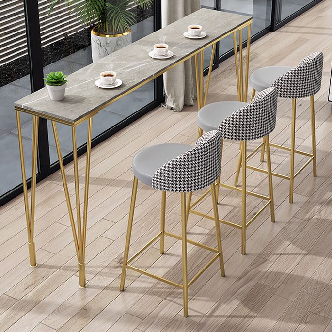 Glam Iron Bar Dining Table with Stone Top Indoor Bistro Table Fixed Table Clearhalo 'Bar Furniture' 'Bar Tables' 'bar_tables' 'furn' 'furn_bar_tables' 'Furniture' 'furniture_bar_tables' 'Kitchen & Dining Furniture' 1200x1200_7e8ddff7-848c-47cd-80c5-72db8ed5f387