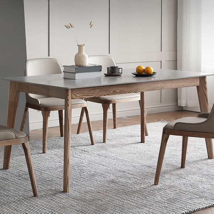Sintered Stone Top Rectangle Table in Grey Kitchen Table with Wooden Base and 4 Legs Clearhalo ' dining_table' 'Dining Tables & Seating' 'Dining Tables' 'furn' 'furn_dining_table' 'Furniture' 'furniture_dining_table' 'Kitchen & Dining Furniture' 'kitchen&dining_furn' 'kitchen' 'kitchen_dining_table' 1200x1200_7e8ecfa4-b52c-47cd-85c3-69fd6bbbcf1d