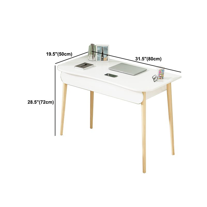 Modern White and Brown Office Desk Parsons Wooden Curved Writing Desk for Bedroom Clearhalo 'furn' 'furn_office_desk' 'Furniture' 'Office Desks' 'Office Furniture' 'office_desk' 1200x1200_7e8edf6f-c986-45bc-8e64-fc53e64d5add