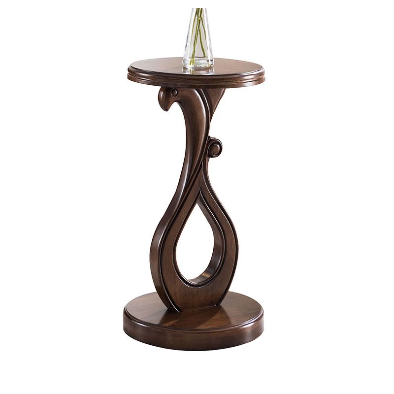Pedestal End Table Brown Round Wood Side End Table - Distressed Surface Treatment Clearhalo 'Coffee & Accent Tables' 'End & Side Tables' 'end_side_table' 'end_side_tables' 'furn' 'furn_end_side_tables' 'Furniture' 'furniture_end_side_table' 'Living Room Furniture' 1200x1200_7e911bdf-8288-4a0f-8bc1-d62e8a7bed9f