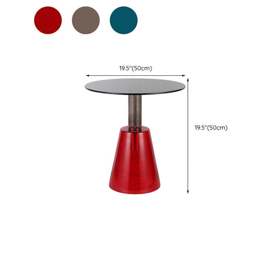 モダンな丸いガラス上部面表19.68 "背の高い台座の端テーブル