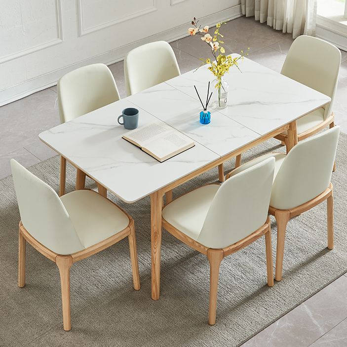 Minimalist Rectangle Shape White Dining Set Sintered Stone Standard Dining Set for Kitchen Clearhalo 'Dining Room Sets' 'Dining Tables & Seating' 'dining_room_set' 'furn' 'furn_dining_room_set' 'Furniture' 'furniture_dining_room_set' 'Kitchen & Dining Furniture' 'kitchen&dining_furn' 'kitchen' 1200x1200_7e935ebf-eda8-4bcd-8552-53fac9207221