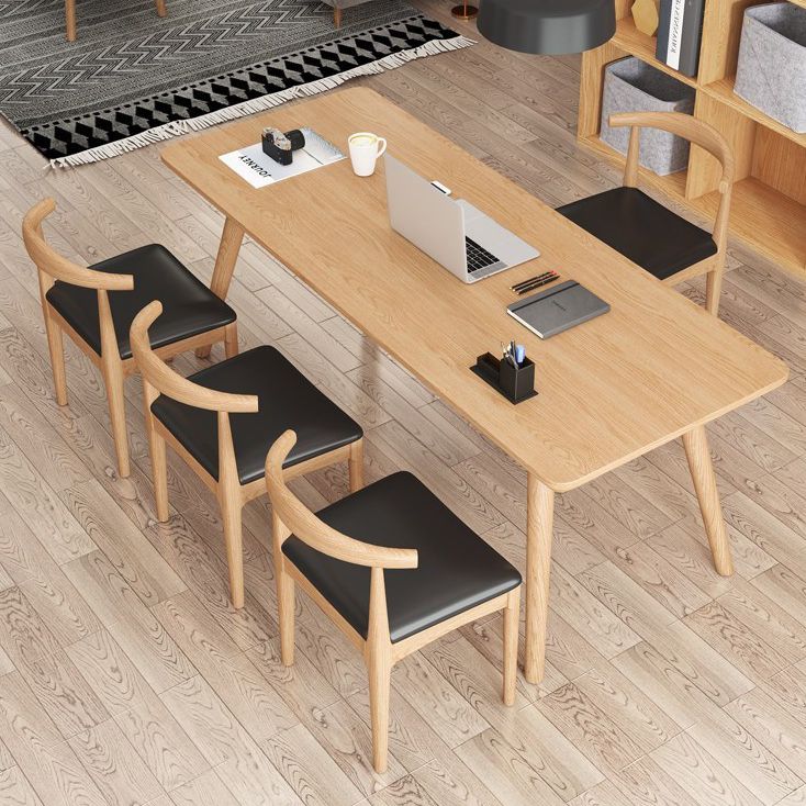 ソリッドウッド湾曲した会議テーブルホームオフィスモダンライティングデスク