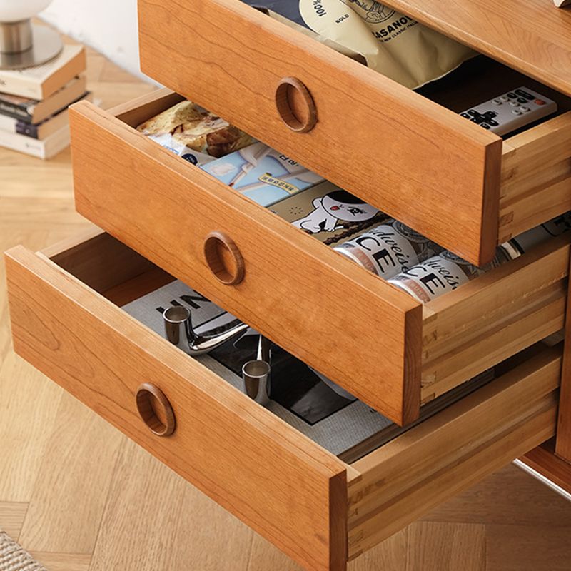 Modern Style Cherry Wood TV Stand Console 3 Drawers TV Media Console with 2 Doors