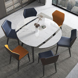 Modern Round Dining Table Sintered Stone Dining Table with 4 Black Legs,53.1"L x 31.5"W x 30"H Clearhalo ' dining_table' 'Dining Tables & Seating' 'Dining Tables' 'furn' 'furn_dining_table' 'Furniture' 'furniture_dining_table' 'Kitchen & Dining Furniture' 'kitchen&dining_furn' 'kitchen' 'kitchen_dining_table' 1200x1200_7e98a045-d4de-4023-a609-8073cb2f7a12