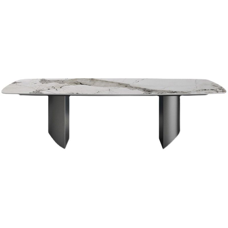 Modern Style Sintered Stone Dining Table Rectangle Table with Double Pedestal Base Clearhalo ' dining_table' 'Dining Tables & Seating' 'Dining Tables' 'furn' 'furn_dining_table' 'Furniture' 'furniture_dining_table' 'Kitchen & Dining Furniture' 'kitchen&dining_furn' 'kitchen' 'kitchen_dining_table' 1200x1200_7e9bf13c-c48a-460a-8d96-cd368eae2adf
