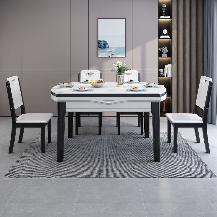 Modern Kitchen Dining Room Set with Sintered Stone Top and Black Base Dining Furniture Set Clearhalo 'Dining Room Sets' 'Dining Tables & Seating' 'dining_room_set' 'furn' 'furn_dining_room_set' 'Furniture' 'furniture_dining_room_set' 'Kitchen & Dining Furniture' 'kitchen&dining_furn' 'kitchen' 1200x1200_7e9cbf1f-f6a7-40d1-a243-d037e52e2d2e