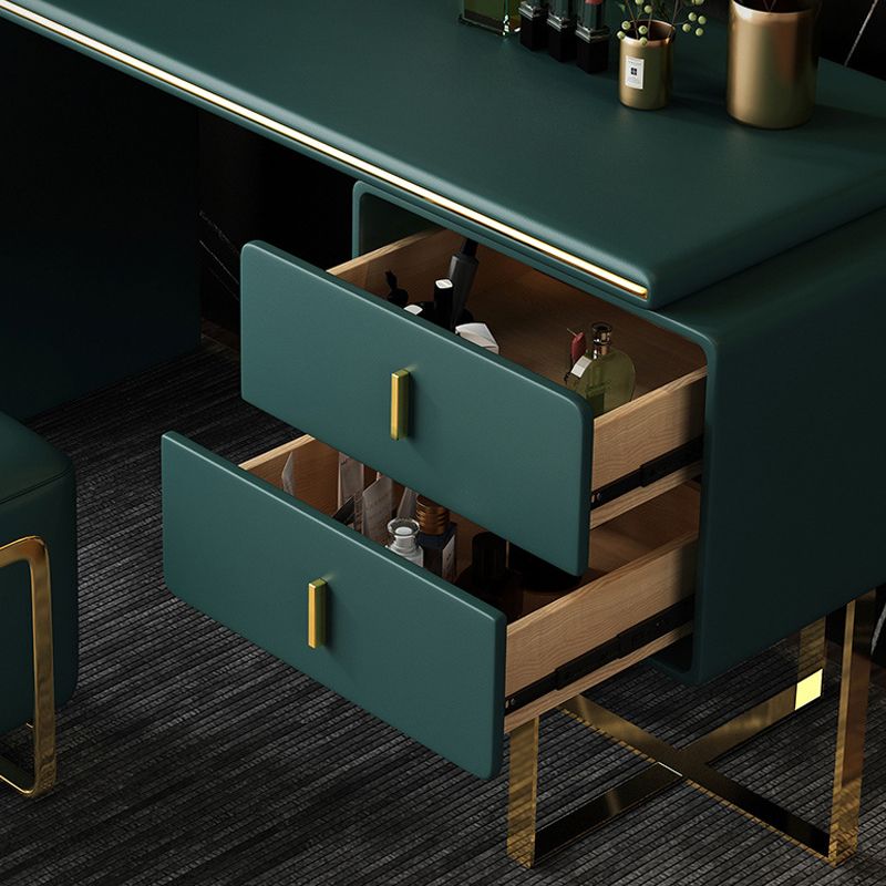 Vanity trucco glam con 2 cassetti di stoccaggio da 20,47 "largo cassettiere in pelle finta