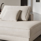 Canapé de bras incliné contemporain avec oreillers canapé en cuir authentique en gris