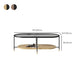 Modern Oval / Round Glass Coffee Table Iron 4 Legs Cocktail Table with Shelf