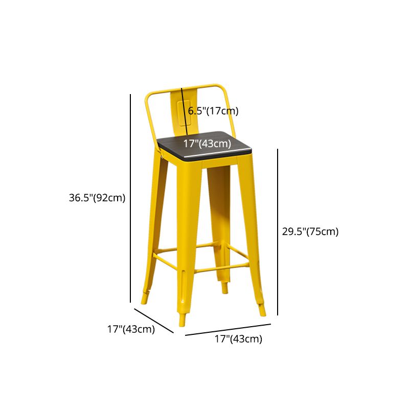 Yellow Iron Wood Bar Stool Industrial Style Low Back 29.53" Counter Stool with Square Seat Clearhalo 'Bar Furniture' 'Bar Stools' 'bar_stools' 'furniture_bar_stools' 'Kitchen & Dining Furniture' 'kitchen&dining_furn' 'kitchen' 'kitchen_furn' Furniture' 1200x1200_7ea12a97-05ca-4f72-8d2d-4e91a6c62e34