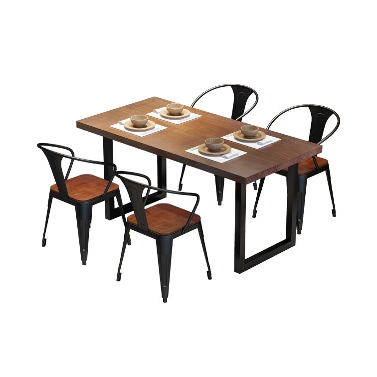 Industrial Style Solid Wood Dining Set with Fixed Table and Double Pedestal Base for Home Use Clearhalo 'Dining Room Sets' 'Dining Tables & Seating' 'dining_room_set' 'furn' 'furn_dining_room_set' 'Furniture' 'furniture_dining_room_set' 'Kitchen & Dining Furniture' 'kitchen&dining_furn' 'kitchen' 1200x1200_7ea34e67-753d-4726-94eb-8549bb982654