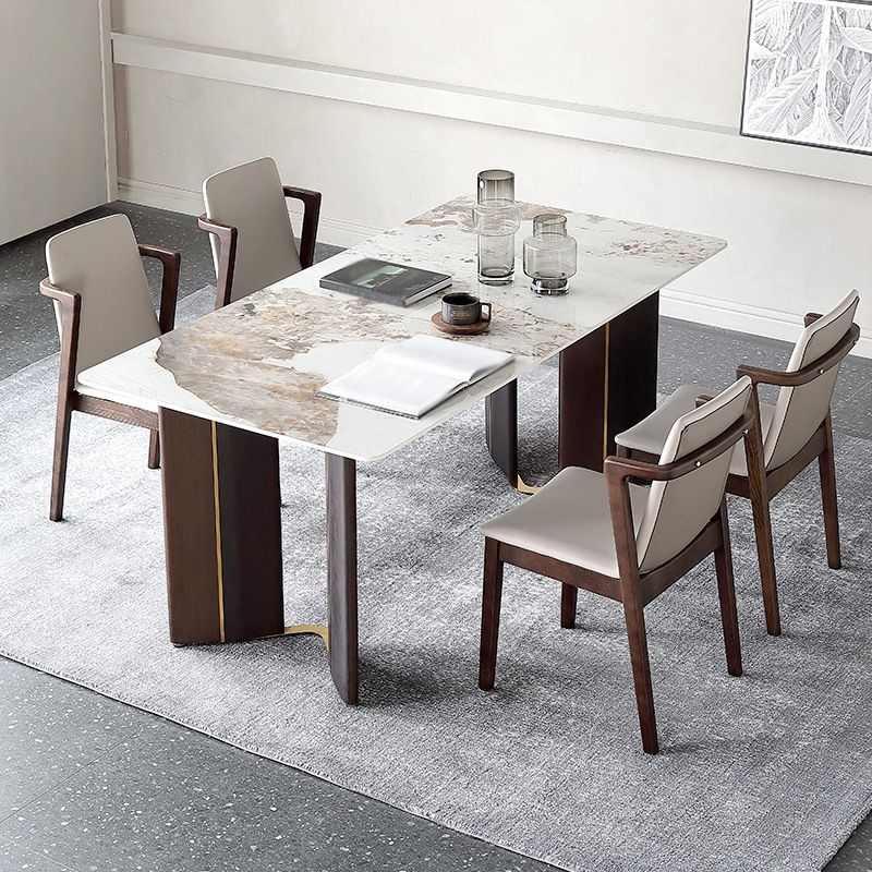 Designer Style Sintered Stone Dining Set Rectangle 1/2/5/7 Pieces Dining Table Set Clearhalo 'Dining Room Sets' 'Dining Tables & Seating' 'dining_room_set' 'furn' 'furn_dining_room_set' 'Furniture' 'furniture_dining_room_set' 'Kitchen & Dining Furniture' 1200x1200_7ea3d95e-ede6-412c-bd6a-8616f8f1c6e6