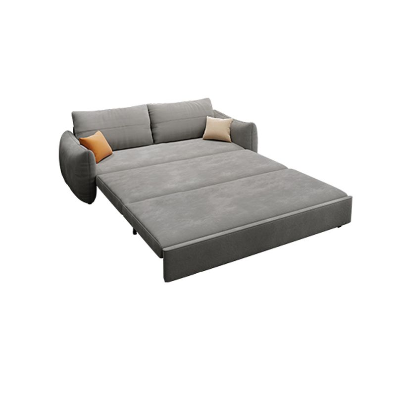 Contemporary Fabric Sofa Bed 34.65"H Square Arm Sofa Bed with Bolster Pillows,Gray Clearhalo 'furn' 'furn_sofas' 'Furniture' 'furniture_sofas' 'kitchen' 'kitchen_sofas' 'Living Room Furniture' 'Sofa' 'sofas' 1200x1200_7ea4b0c6-531e-4800-875d-7a9ca205679a
