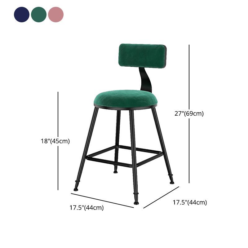 Nordic Style Velvet Barstool Indoor Black Iron 4 Legs Bar Stool for Coffee Shop Clearhalo 'Bar Furniture' 'Bar Stools' 'bar_stools' 'furn' 'furn_bar_stools' 'Furniture' 'furniture_bar_stools' 'Kitchen & Dining Furniture' 1200x1200_7ea5a707-f070-4673-b249-a725fe2751d7