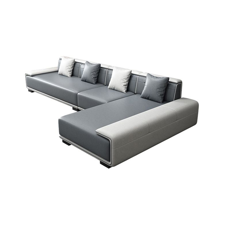 29"H Scandinavian Sectional Sofa Leather Grey Sectionals with Bostol Pillows Clearhalo 'furn' 'furn_sectionals' 'Furniture' 'Living Room Furniture' 'Sectionals' 1200x1200_7ea68bdc-3676-4232-8fea-b968e134ed26