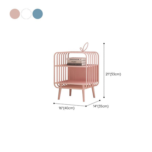 2 ripiani in metallo in metallo tavolo da notte di stoccaggio aperto contemporaneo, 24,8 "