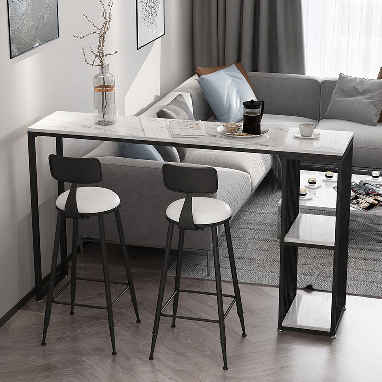 Stone Bar Dining Table Modern Bar Table with Double Pedestal for Living Room Dining Room Clearhalo 'Bar Furniture' 'Bar Tables' 'bar_tables' 'furn' 'furn_bar_tables' 'Furniture' 'furniture_bar_tables' 'Kitchen & Dining Furniture' 1200x1200_7ea728e1-91b6-4c0a-87c9-7370385e974f