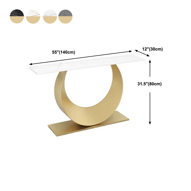 Glam Stone Console Accent Table Rectangle End Table for Hall
