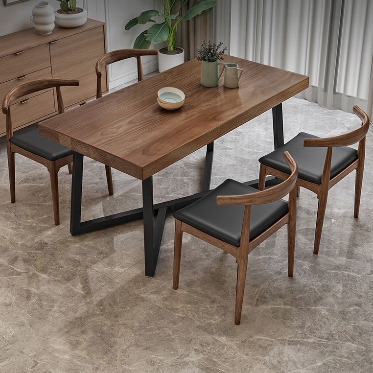 Industrial Solid Wood Dining Table Brown Rectangle Table with Metal Base for Dinning Room Clearhalo ' dining_table' 'Dining Tables & Seating' 'Dining Tables' 'furn' 'furn_dining_table' 'Furniture' 'furniture_dining_table' 'Kitchen & Dining Furniture' 'kitchen&dining_furn' 'kitchen' 'kitchen_dining_table' 1200x1200_7eabfb90-1ee7-4fdb-b3cb-b8fcd40f192d