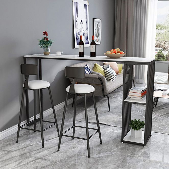 Modern Bar Table Set 1/2/3 Pieces Faux Marble Counter Table with Upholstered Stools Clearhalo 'Bar Furniture' 'furn' 'furn_home_bar_bar_sets' 'Furniture' 'Home Bars & Bar Sets' 'home_bar_bar_sets' 'Kitchen & Dining Furniture' 1200x1200_7ead9bed-e199-4923-af6f-ea0f11630c2b