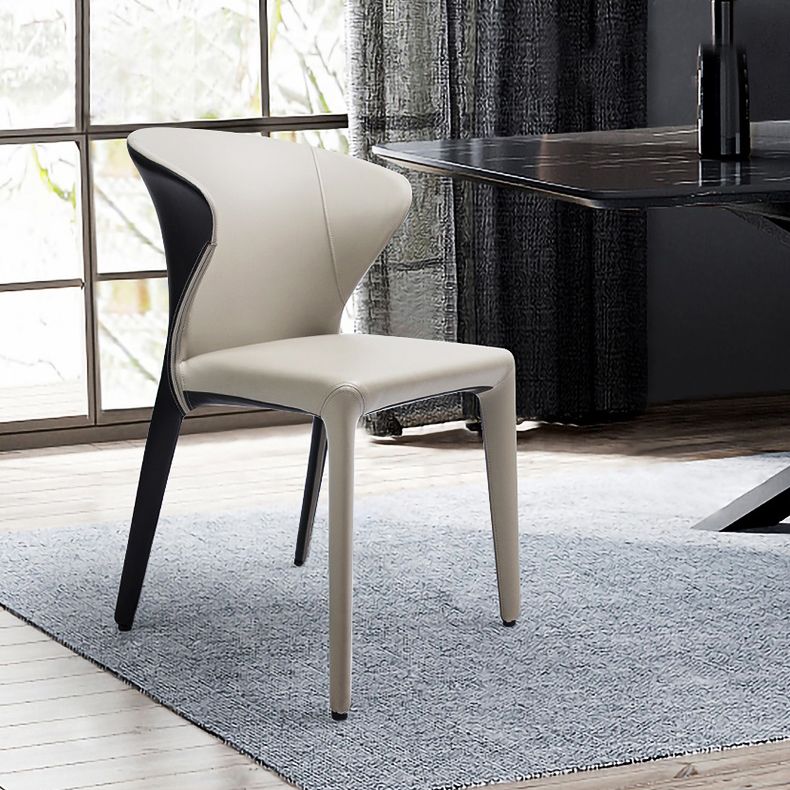 Sedia da pranzo in pelle di Wingback in pelle moderna per sala da pranzo