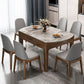 Mesa de comedor redonda moderna de piedra extensible para espacios pequeños en gris