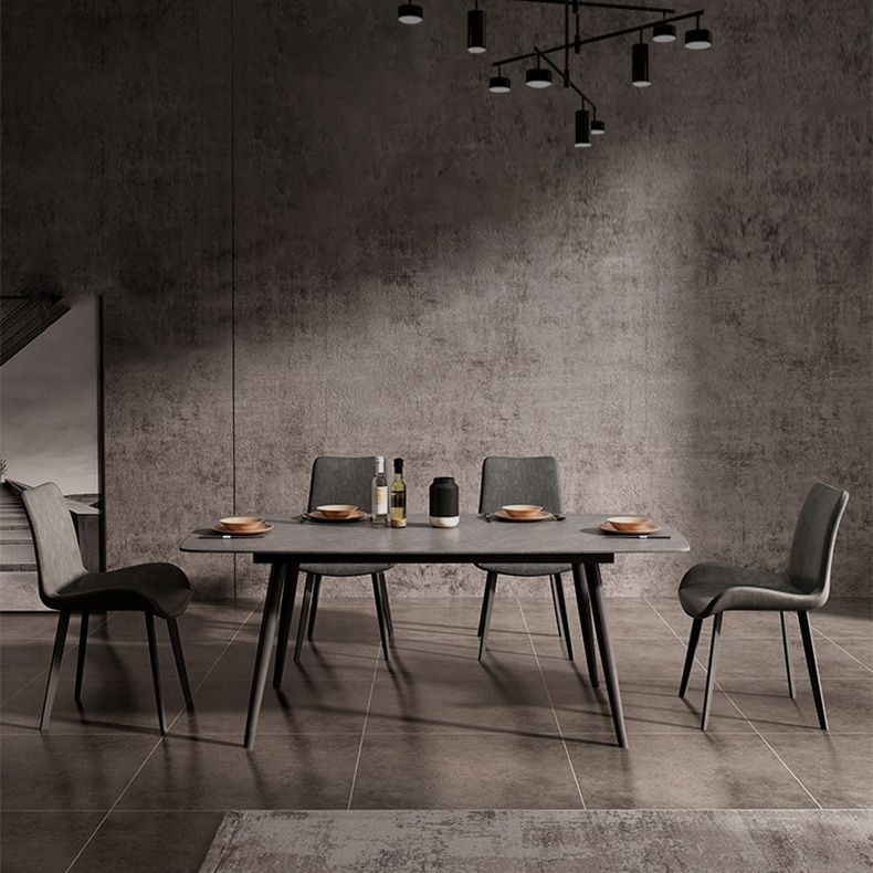 Metal Contemporary Rectangular Dining Table Sintered Stone Table for Kitchen and Dining Room Clearhalo ' dining_table' 'Dining Tables & Seating' 'Dining Tables' 'furn' 'furn_dining_table' 'Furniture' 'furniture_dining_table' 'Kitchen & Dining Furniture' 'kitchen&dining_furn' 'kitchen' 'kitchen_dining_table' 1200x1200_7eb7fafd-32c3-4569-a87e-e1db7b17b868