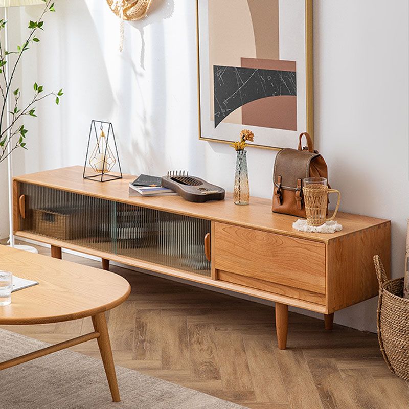 Zeitgenössische TV -Standkonsole Massivholz -TV -Medien stehen mit Türen