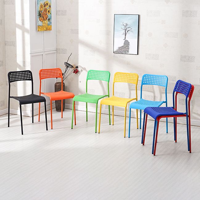 Contemporary Metal Dining Room Chairs Plastic Open Back Dining Side Armless Chair Clearhalo ' kitchen&dining_furn' 'Dining Chairs' 'Dining Tables & Seating' 'dining_chair' 'furn' 'furn_dining_chair' 'Furniture' 'furniture_dining_chair' 'Kitchen & Dining Furniture' 'kitchen' 1200x1200_7ebe3c87-c7f3-457b-914f-fd9c43be9d0e