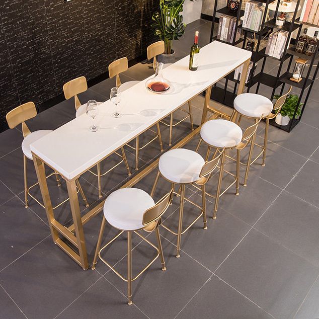 White Glam Style Bar Table Wood Rectangular Bar Table with Metal Base Clearhalo 'Bar Furniture' 'Bar Tables' 'bar_tables' 'furn' 'furn_bar_tables' 'Furniture' 'furniture_bar_tables' 'Kitchen & Dining Furniture' 1200x1200_7ebfbab2-ec31-43eb-93ae-a65b28dd47a9