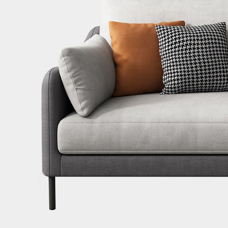 Contemporary Faux Leather Sloped Arm Sofa with Bolster Pillows for Apartment Clearhalo 'furn' 'furn_sofas' 'Furniture' 'furniture_sofas' 'kitchen' 'kitchen_sofas' 'Living Room Furniture' 'Sofa' 'sofas' 1200x1200_7ec2186f-4efc-41cb-a869-16706c316c80