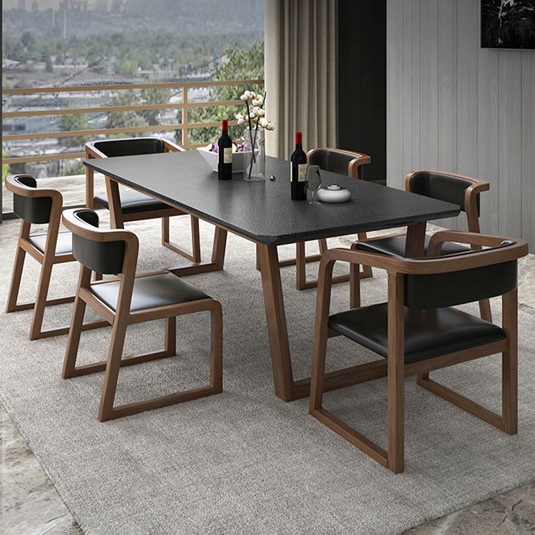 Industrial Stone Kitchen Dinner Table Rectangle Sled Base Dining Table Clearhalo 'Dining Tables & Seating' 'Dining Tables' 'dining_table' 'furn' 'furn_dining_table' 'Furniture' 'Kitchen & Dining Furniture' 1200x1200_7ec58745-69c4-4654-bc1b-b8e1cae10477