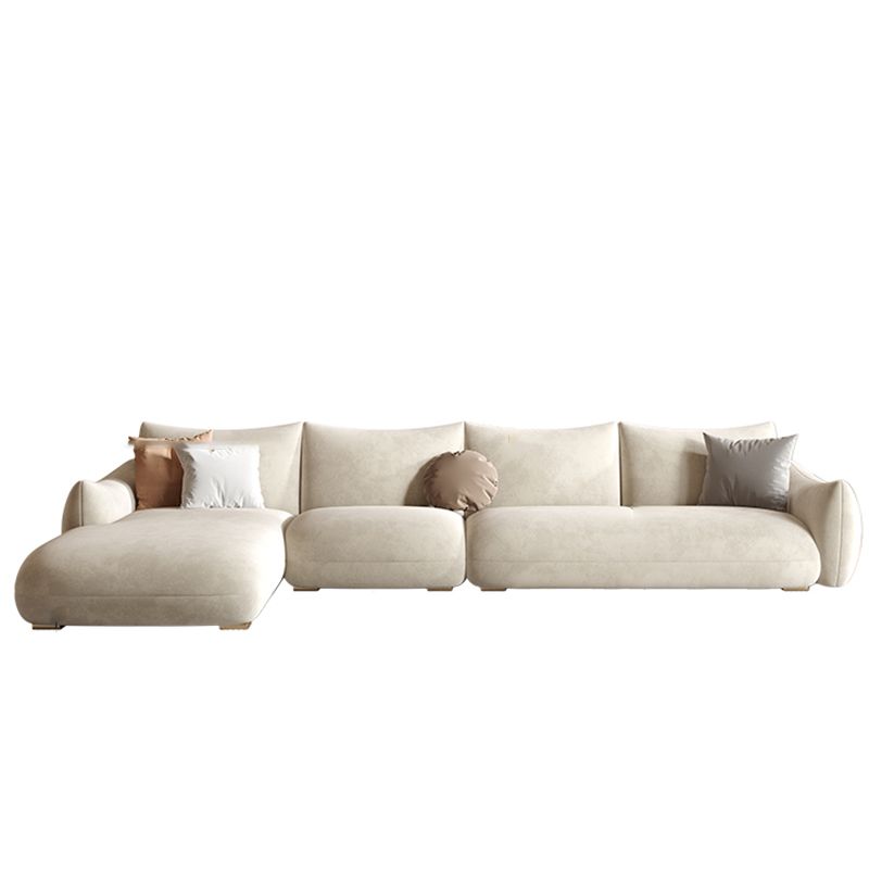 Modern Fabric Sectional with Bolster Pillows 31.5" Tall White L-shape Sectional Clearhalo 'furn' 'furn_sectionals' 'Furniture' 'Living Room Furniture' 'Sectionals' 1200x1200_7ec5ca64-8fad-48e5-8f56-407d11ddfac8