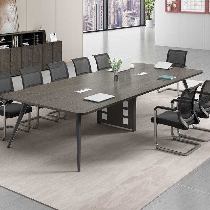 Parsons Industrial Writing Desk Dark Taupe Curbe Office Bureau métal et bois artificiel