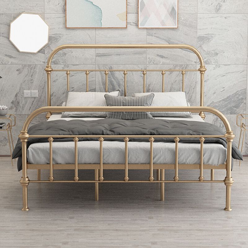 Open-Frame Bed with Spindle Headboard and Metal Legs in Solid Color Clearhalo 'Bedroom Furniture' 'Beds' 'furn' 'furn_beds' 'Furniture' 1200x1200_7ec6518e-3695-4117-9d05-2ad949b9af25