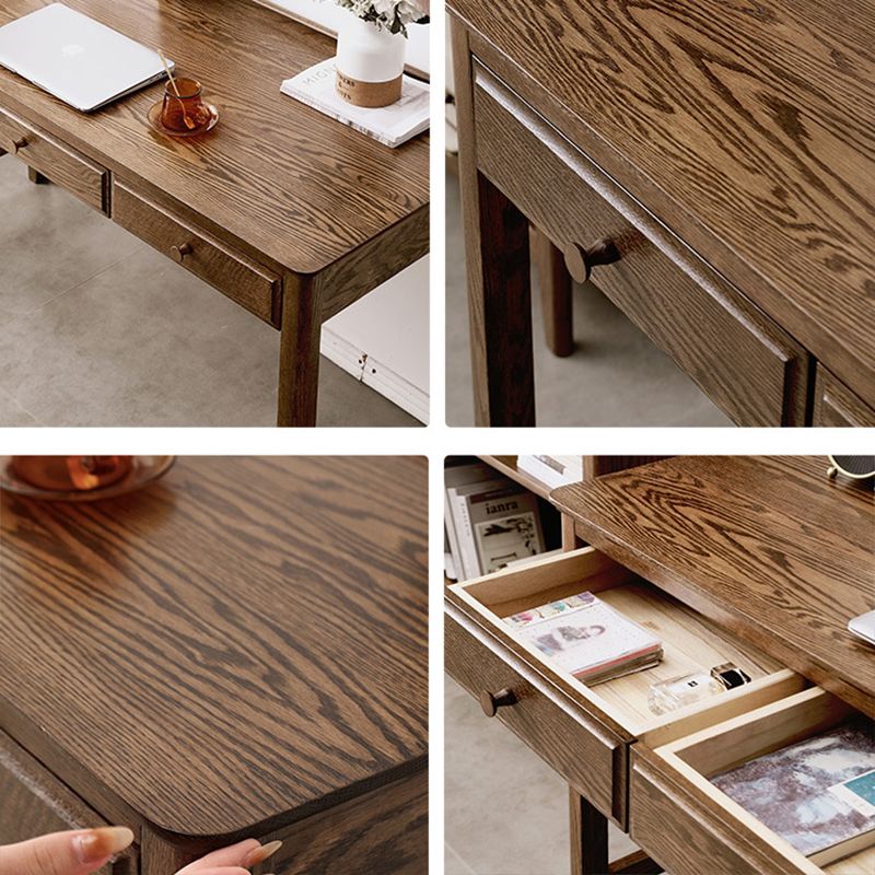 Contemporary Oak Home Writing Desk H-Shape Base Office Desk with Drawers Clearhalo 'furn' 'furn_office_desk' 'Furniture' 'Office Desks' 'Office Furniture' 'office_desk' 1200x1200_7ec8b6bc-33d5-437c-a640-630a2e433ae1