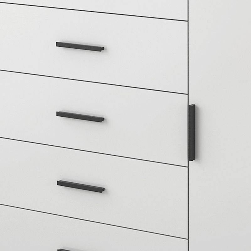 White Wooden Accent Cabinet with Door Modern Chest with 5 Drawers