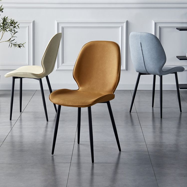 Contemporary Metal Dining Room Chairs Armless PU Leather Dining Chairs Clearhalo ' kitchen&dining_furn' 'Dining Chairs' 'Dining Tables & Seating' 'dining_chair' 'furn' 'furn_dining_chair' 'Furniture' 'furniture_dining_chair' 'Kitchen & Dining Furniture' 'kitchen' 1200x1200_7eccd1c0-adba-4662-8845-11236e154fa6