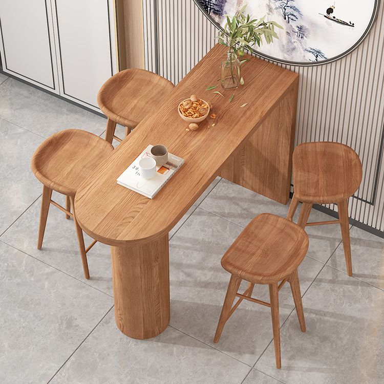 Industrial 41.3"H Bar Table Brown Wood Specialty Top Bistro Table with Double Pedestal Clearhalo 'Bar Furniture' 'Bar Tables' 'bar_tables' 'furn' 'furn_bar_tables' 'Furniture' 'furniture_bar_tables' 'Kitchen & Dining Furniture' 'kitchen&dining_furn' 'kitchen' 1200x1200_7ecdeec5-4736-4c38-91c5-0b7aa01c481a