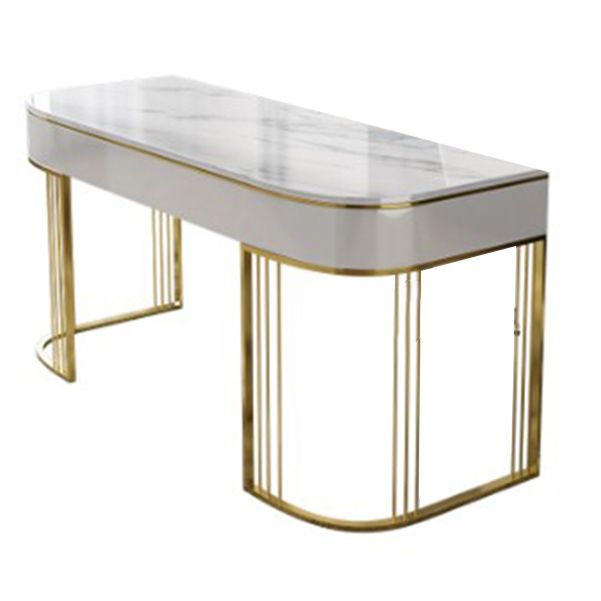 Escritorio de escritura de glam beige con escritorio de oficina de cajones de 23.6 "de ancho para la oficina